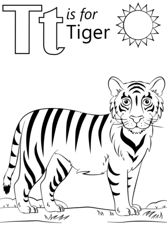 T is for Tiger Coloring Pages