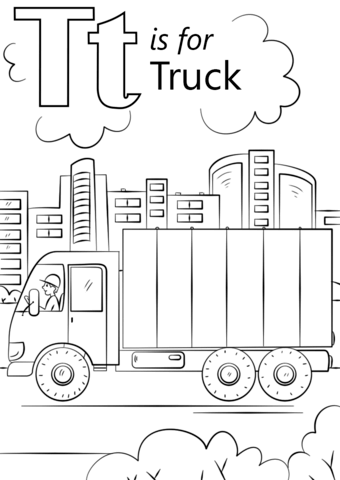 T is for Truck Coloring Page