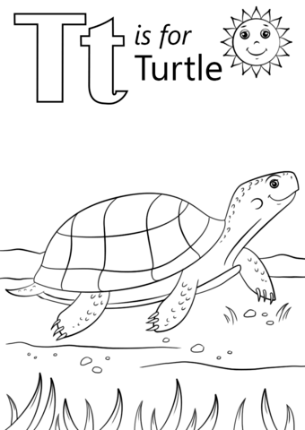 T is for Turtle Coloring Pages