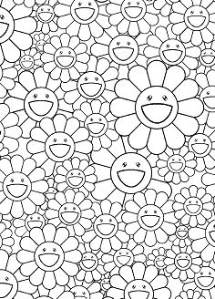 Desenho de flores Takashi murakami desabrochando simples para colorir