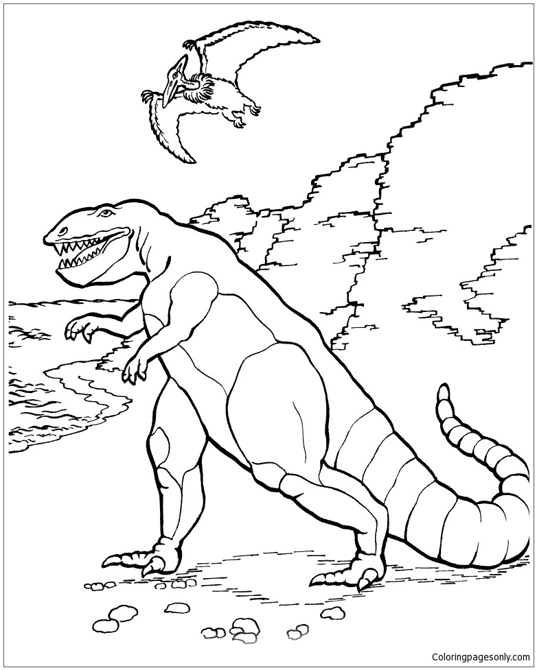 Tarbosaurus And Pteranodon from Tyrannosaurus