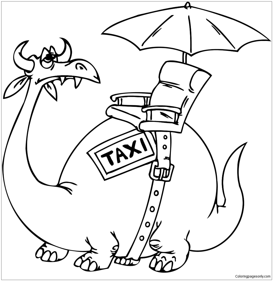 Taxi Dragon Coloring Pages