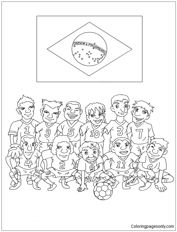 Team of Brazil Coloring Page