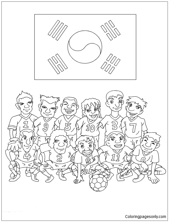 Team of Korea Republic Coloring Page