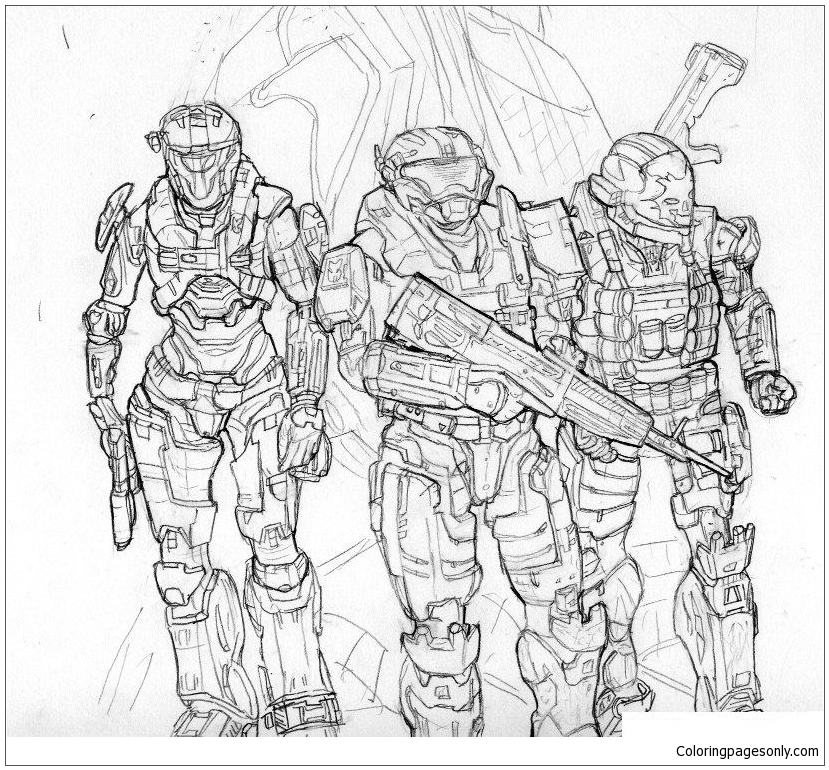 Teams of Halo Coloring Page - Free Printable Coloring Pages