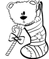Teddy Bear And Fireplace Stocking Coloring Page