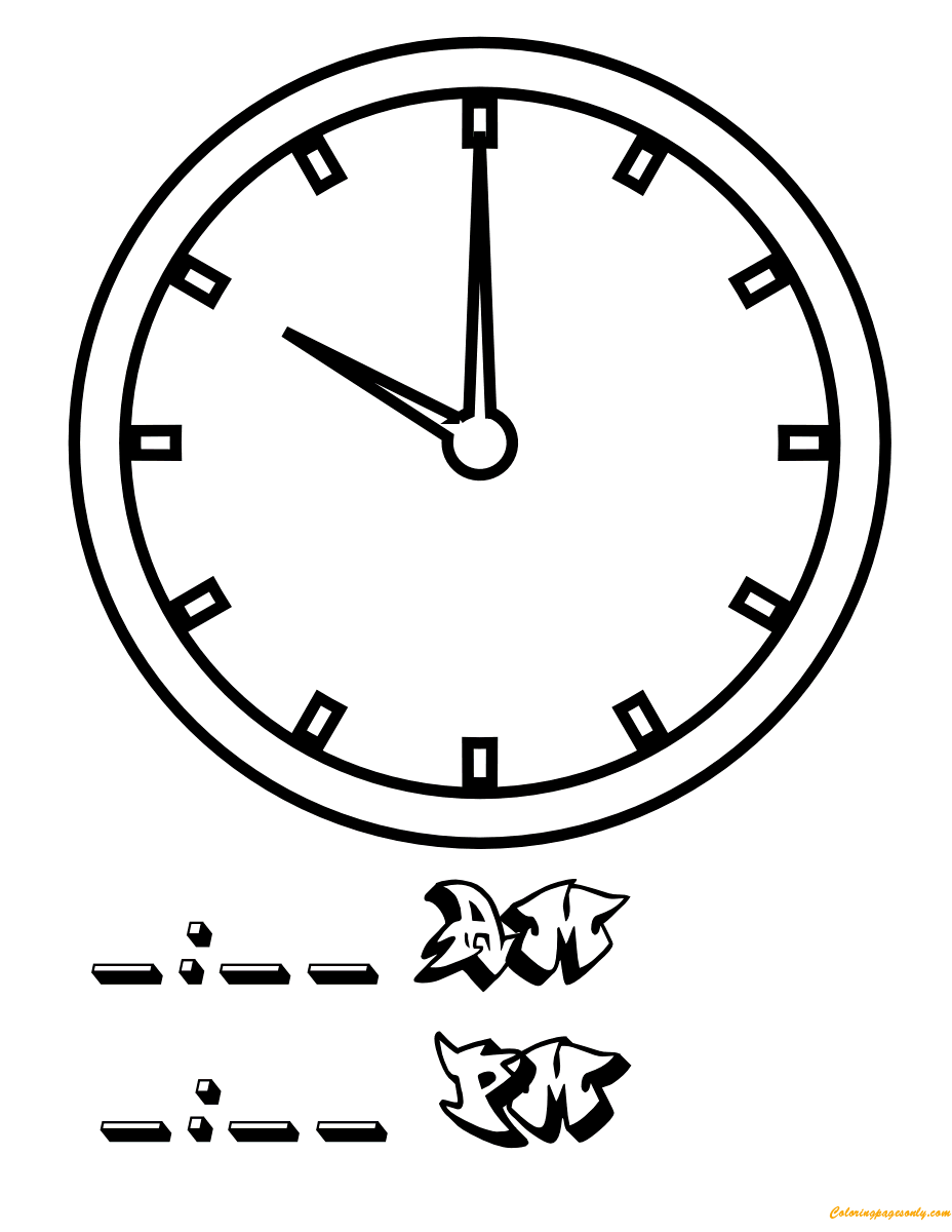 Ten O'clock Coloring Pages - Clock Coloring Pages - Coloring Pages For