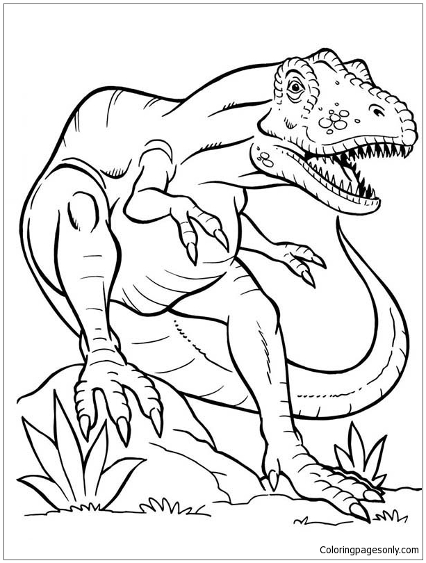 t rex coloring page for kids