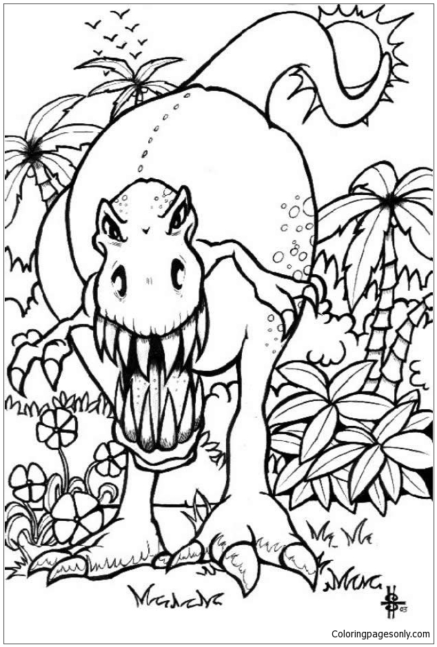 Download Terrifying Tyrannosaurus Coloring Page - Free Coloring ...