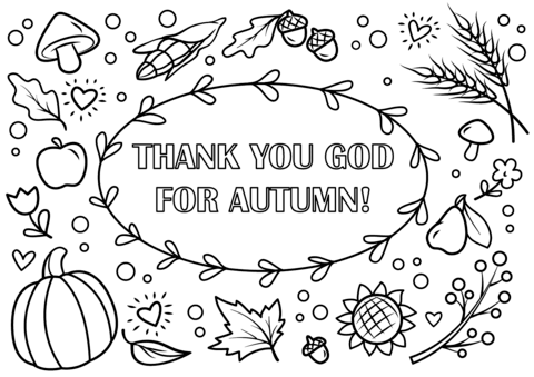 Thank You God for Autumn! Coloring Page