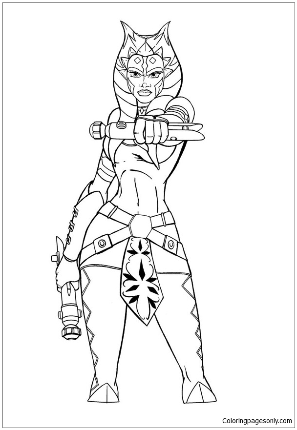 The Ahsoka Tano Starwar Coloring Pages - Cartoons Coloring Pages - Free