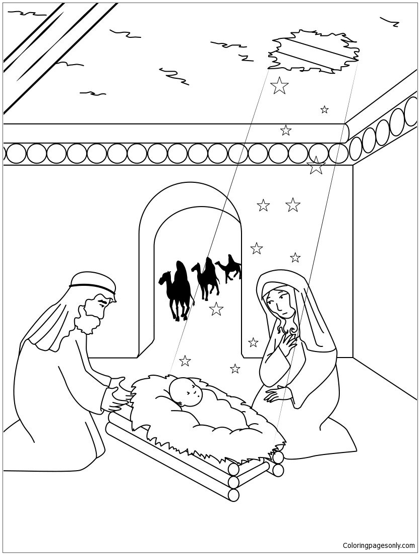 The Arrival Of The Three Kings Coloring Page