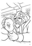 The Beast looking in the Mirror  from Beauty and the Beast Coloring Page