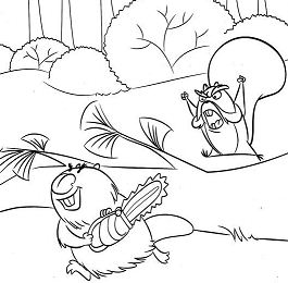 The Beaver With A Chainsaw Coloring Page