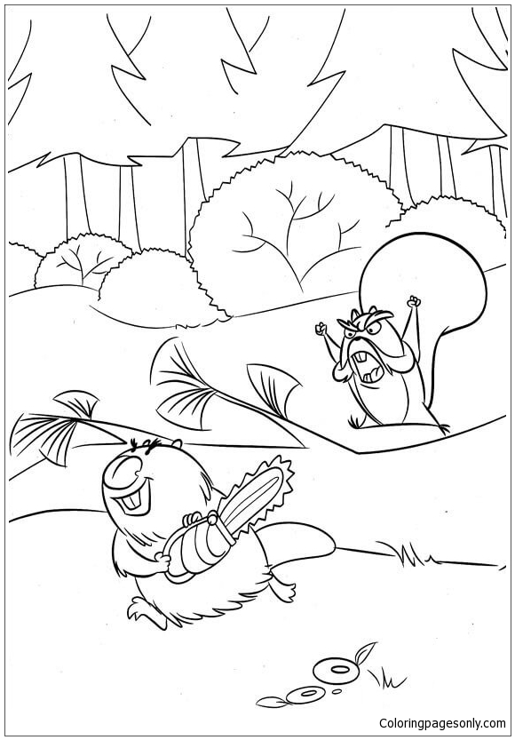 The Beaver With A Chainsaw Coloring Pages