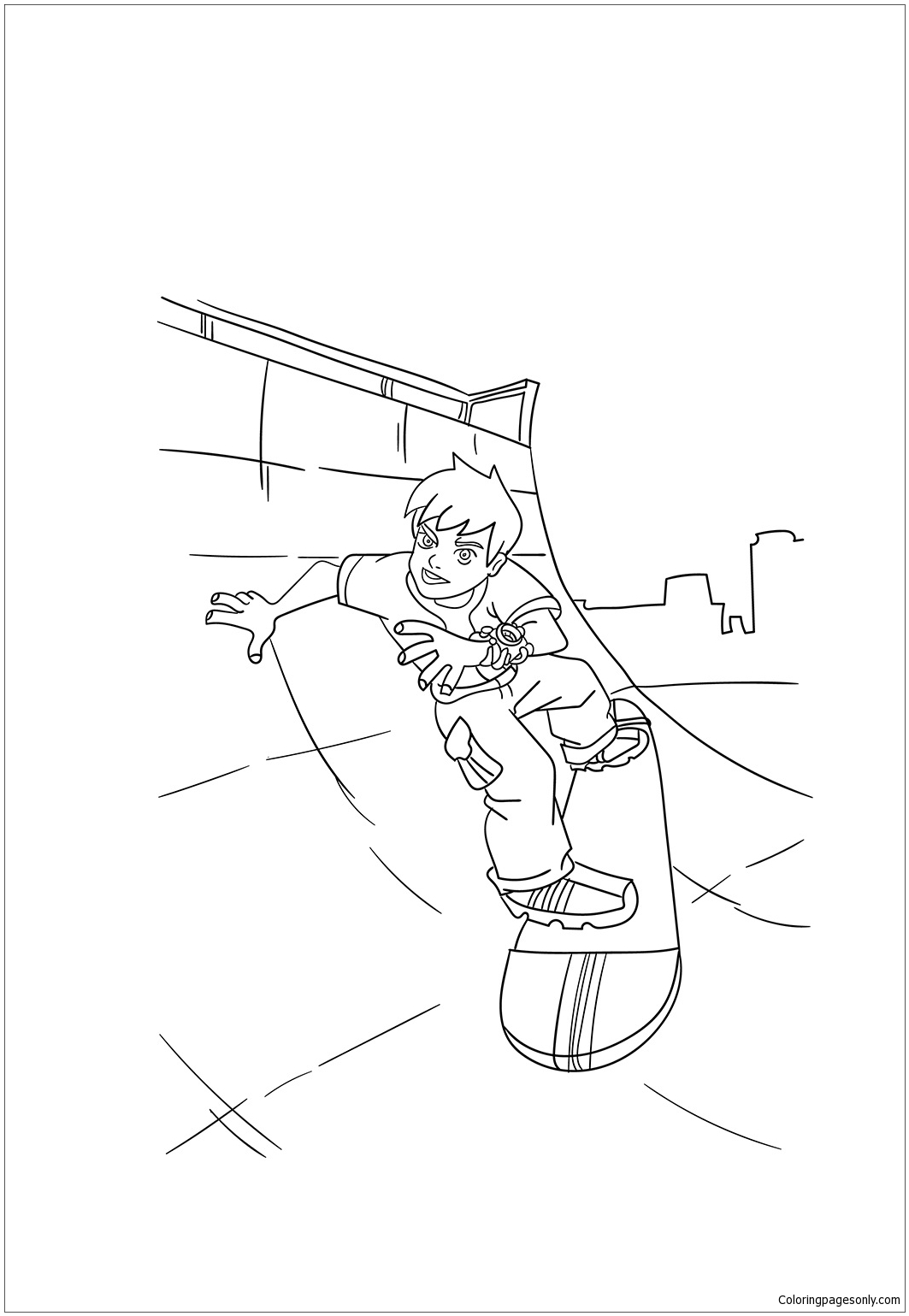 The Ben 10 Skating Coloring Pages
