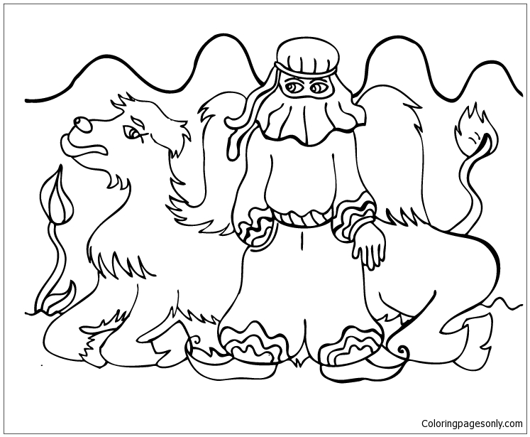 The Camel And The Boss On The Desert Coloring Pages