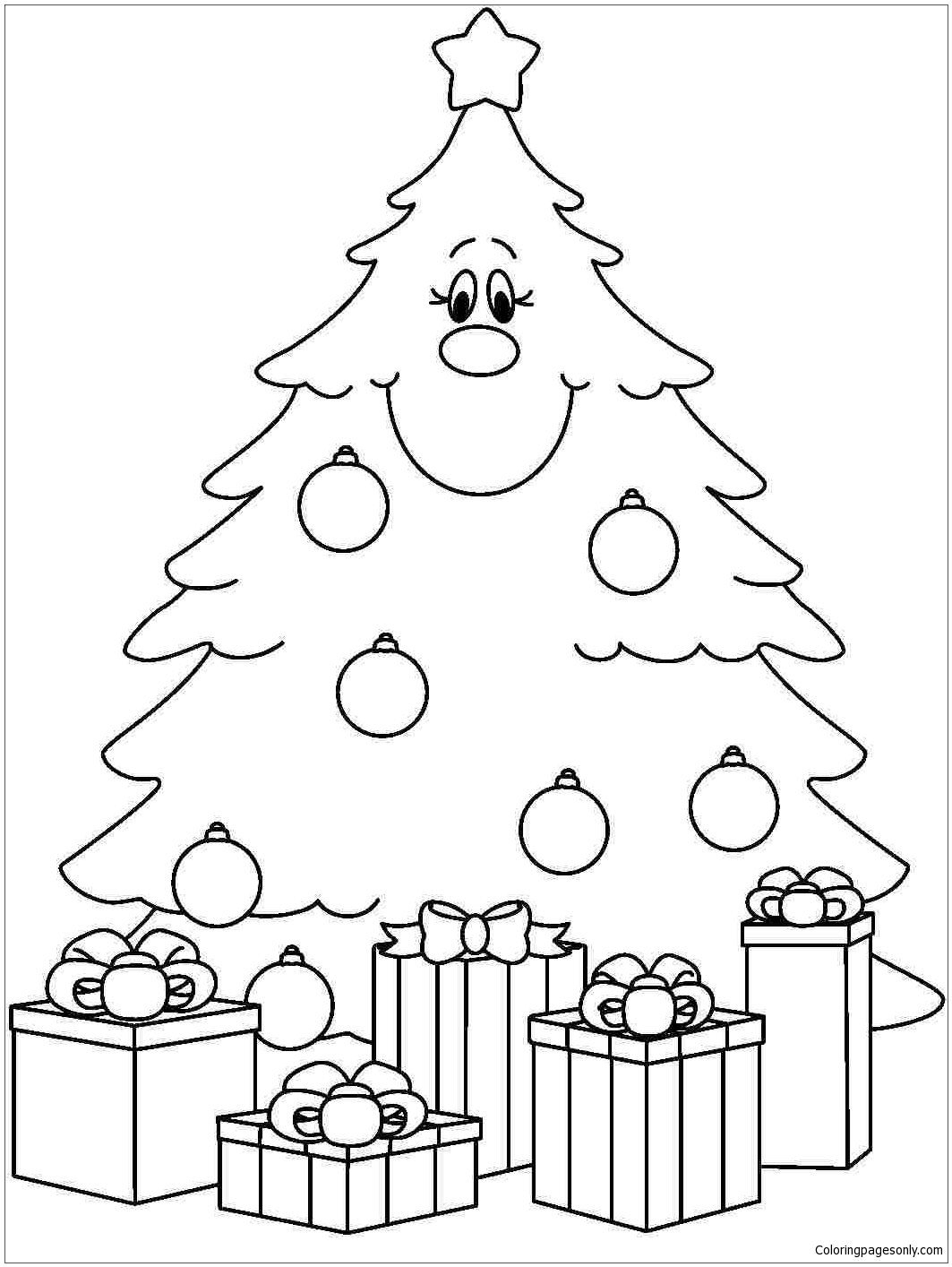 A árvore de Natal e a caixa de presente do Natal de 2023
