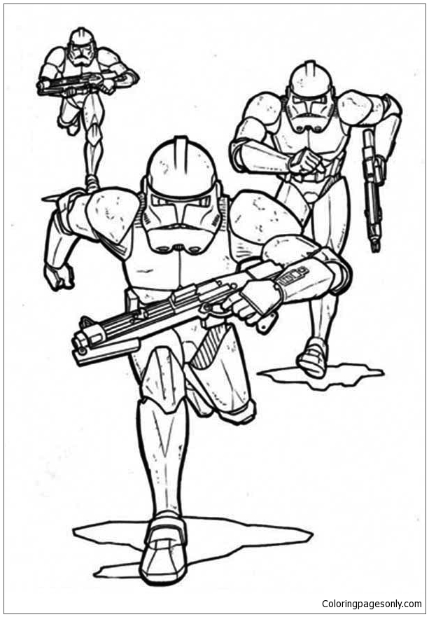 The Clone Troopers Pursuing In Star Wars Coloring Pages