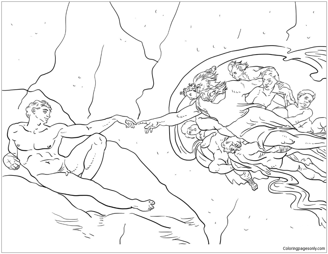 The Creation Of Adam Coloring Pages
