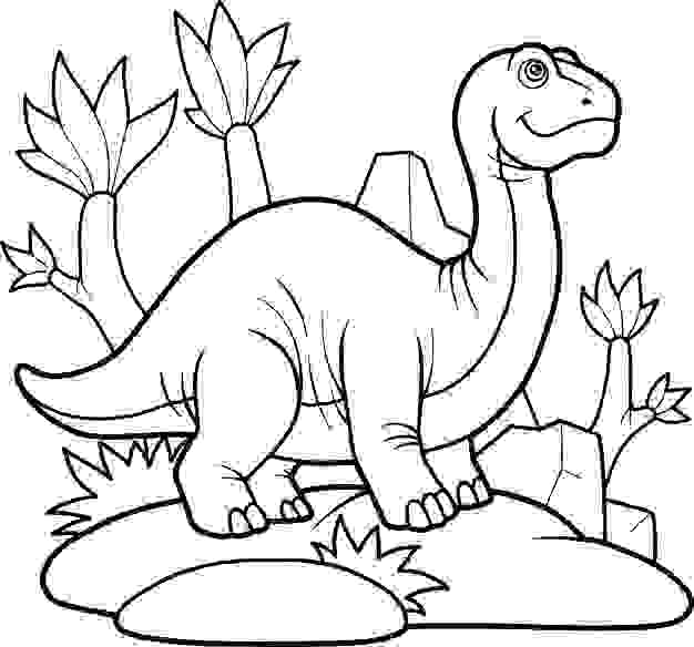 The Cute Dinosaur with the trees Coloring Page