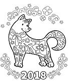 The Dog Celebrates The Chinese New Year Coloring Pages