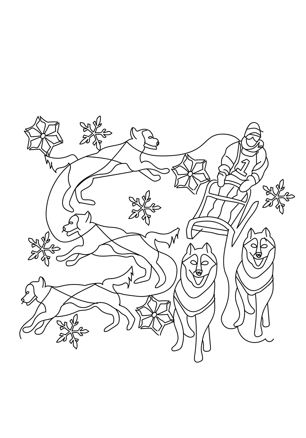 The Dog Sled Coloring Pages - Winter Coloring Pages - Coloring Pages