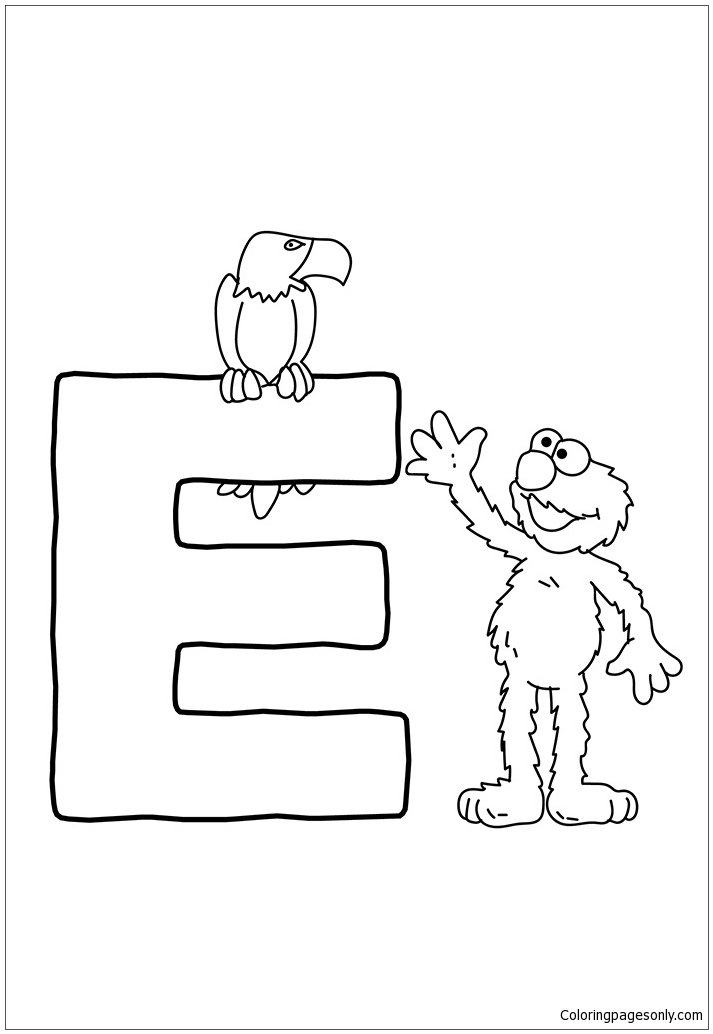 The E For Eagle Coloring Page