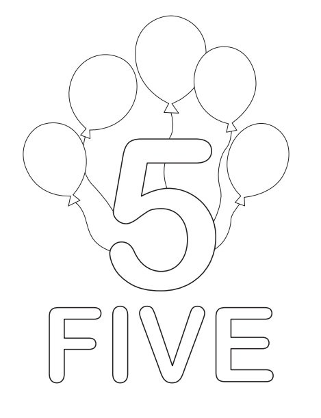 The Five Balloons Coloring Page