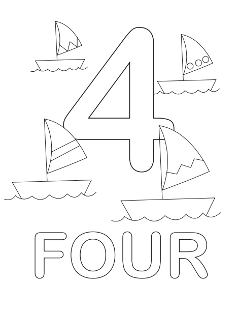 Pagina da colorare di quattro barche