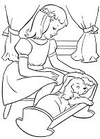 The Girl Putting Puppy To Sleep Coloring Page