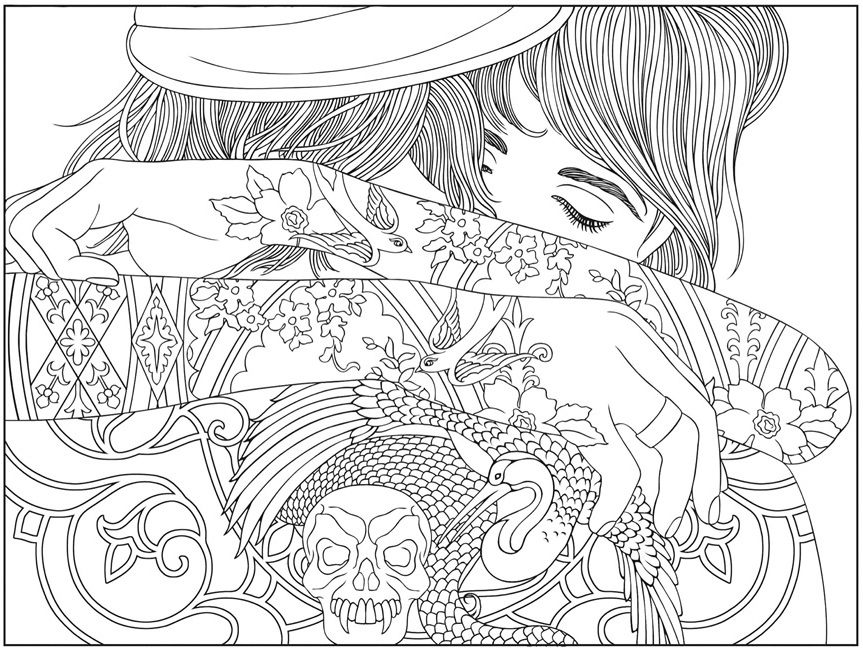 The Girl with the Tattoo Coloring Page