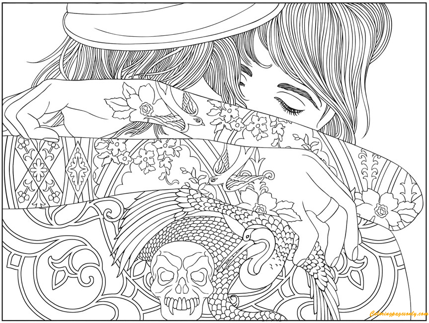 Adult Coloring Pages Of Tattoo Women 5652