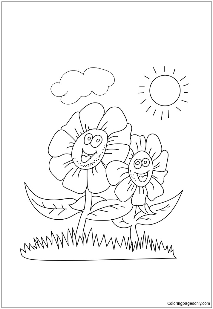 920 Happy Flower Coloring Pages  Images