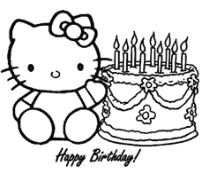 The Hello Kitty Happy Birthday Coloring Pages