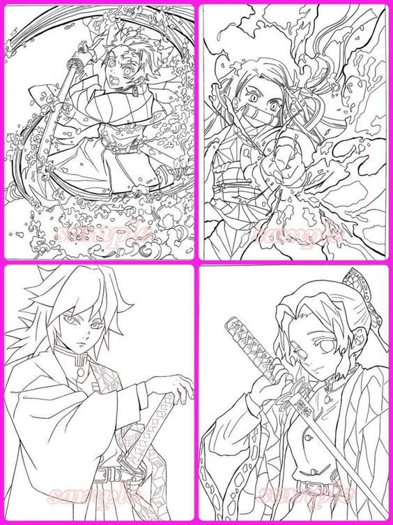 The Heroes In Demon Slayer Coloring Page