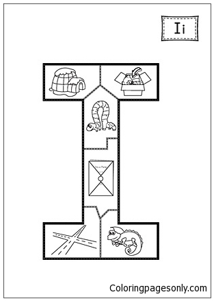 The Letter I Puzzle Coloring Page