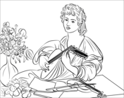 The Lute Player by Caravaggio Coloring Pages