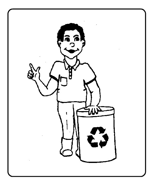 Мужчина и мусорная корзина из Recycling