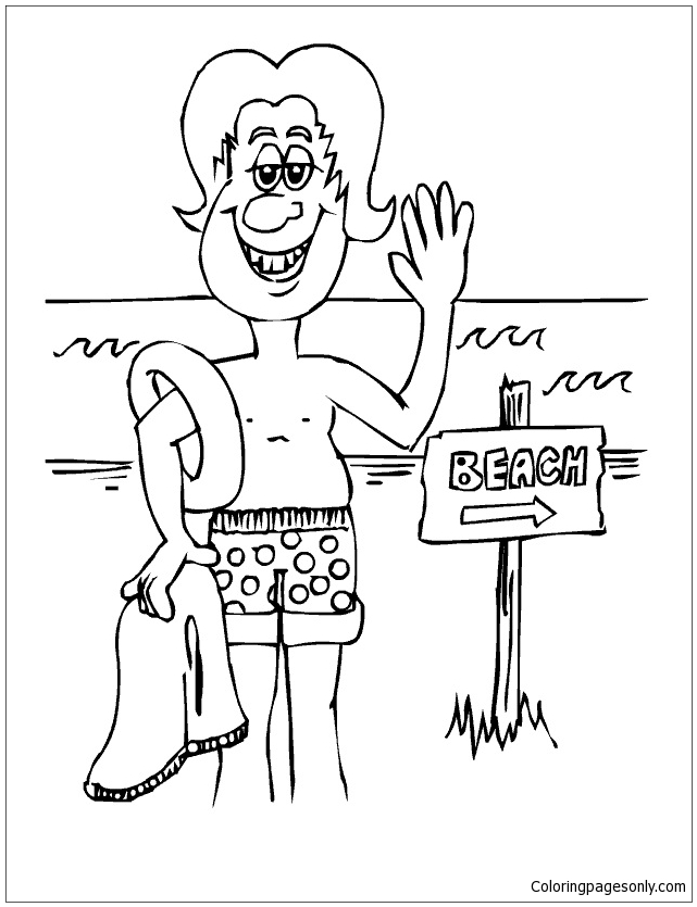 The man at the beach Coloring Page