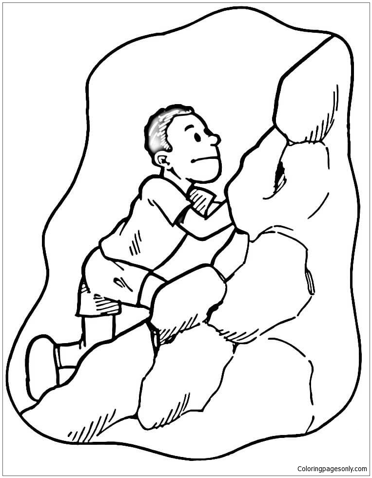 The Man Is Climbing Coloring Pages - Nature & Seasons Coloring Pages