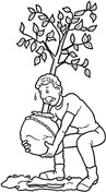 Página para colorir O Homem Plantando Árvore