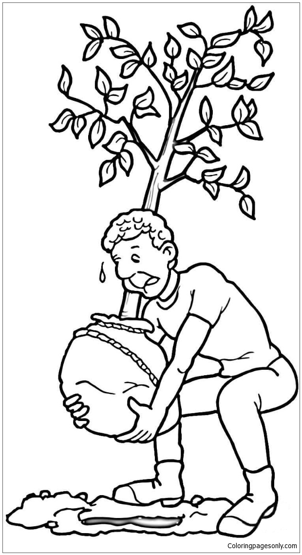 The Man Planting Tree Coloring Pages