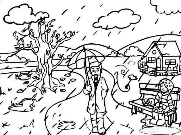 The man walks in the storm Coloring Pages