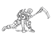 The ninja holds his pickaxe and wears mask Coloring Pages