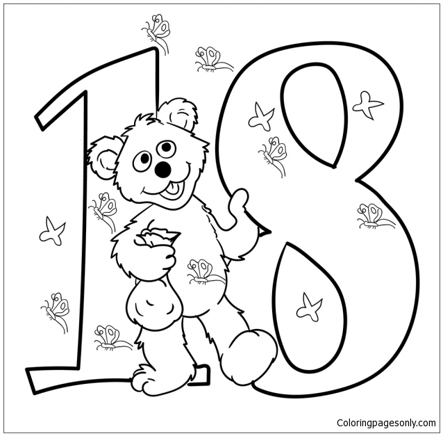 The Number 18 Baby Bear from Numbers