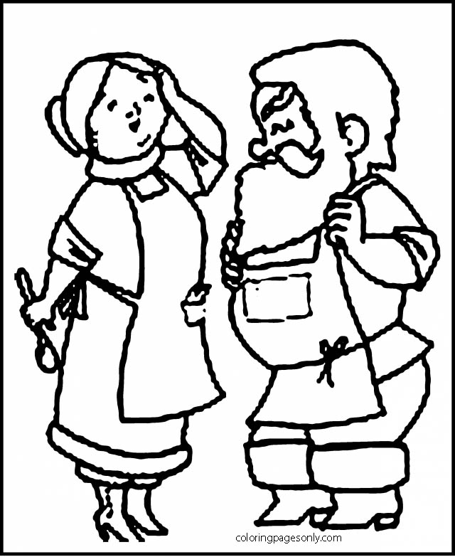 The old people cook meal at the north pole Coloring Page