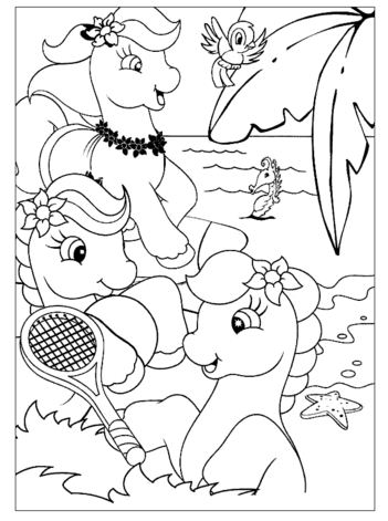 Ponies On The Beach Coloring Pages