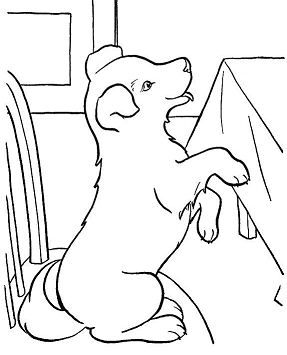 The Pup Begging For Food Puppy Coloring Page