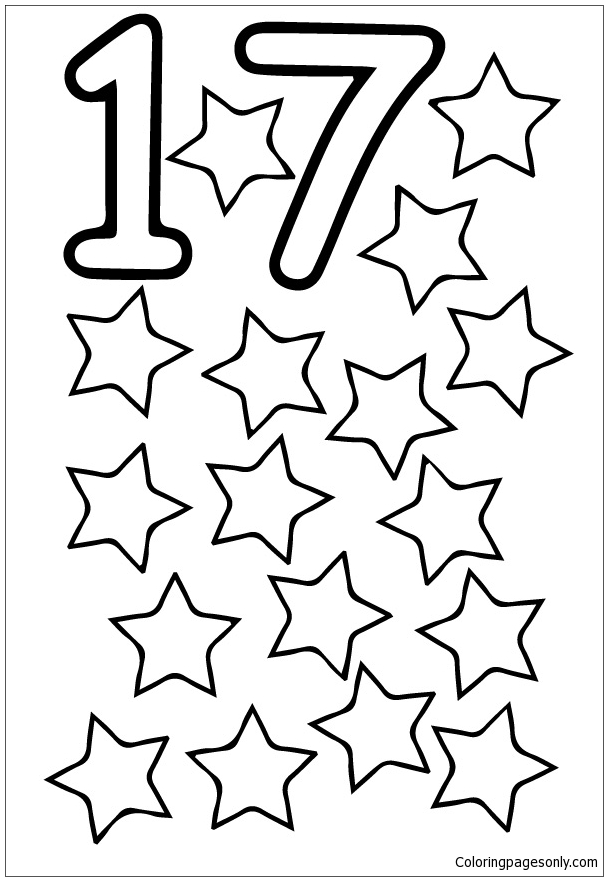 Раскраска Семнадцать звезд